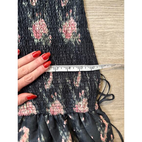 LOVESHACKFANCY Violett Dress Black Coffee M Floral Ruffle Silk Party Mini Date - Picture 12 of 14